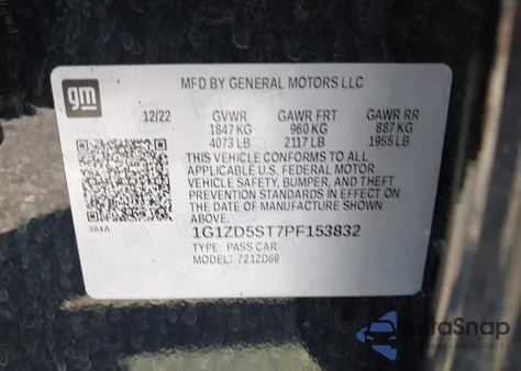 2023 Chevrolet Malibu Fwd 1Lt из США, поврежденный, VIN 1G1ZD5ST7PF153832